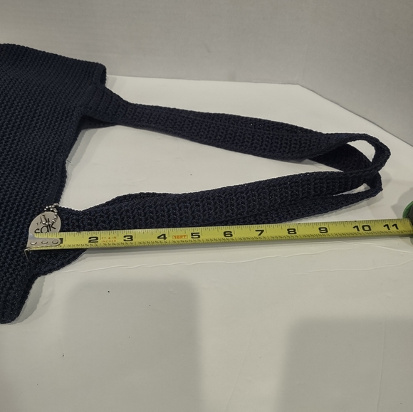 EUC The SAX Knit Crochet Bucket BAG SHOULDER w/Tag Dark Navy Blue - Picture 5 of 7